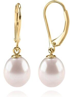 Handpicked Freshwater Cultured Pearl Earring Leverback Dangle Stud Pearl Earring